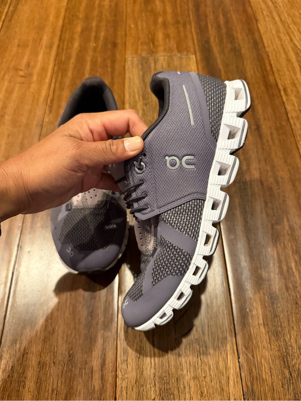 On Running Cloud Sneakers in Purplish Gray and White